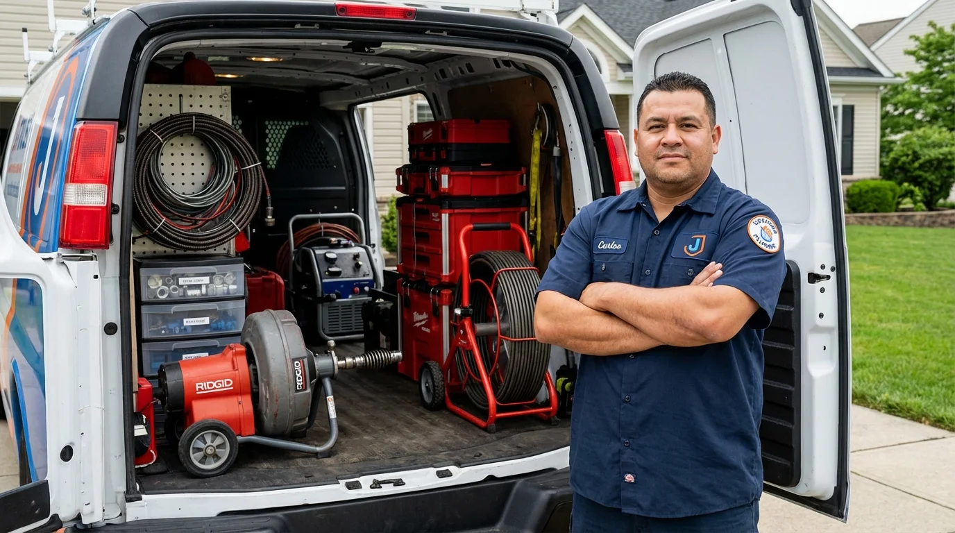 Professional drain cleaning equipment and Johns Plumbing LLC plumber in Meyersdale