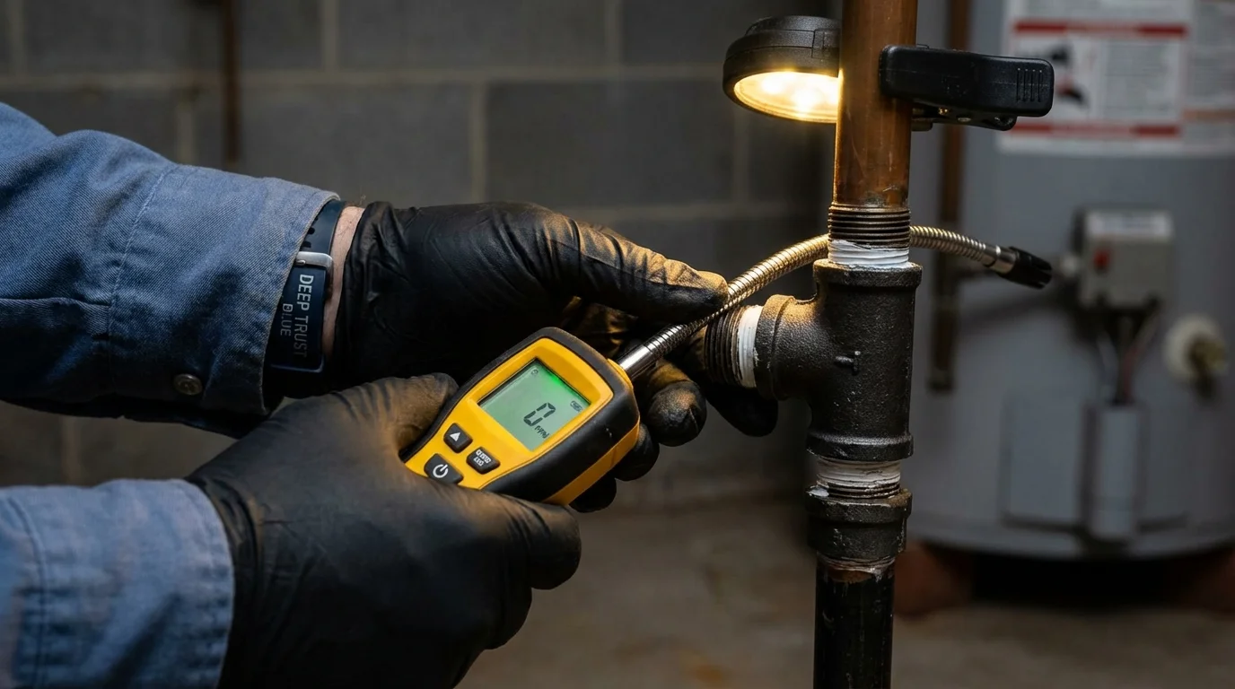 Gas leak detection with electronic sniffer by Johns Plumbing LLC in Meyersdale